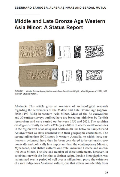 Middle and Late Bronze Age Western Asia Minor: A Status Report